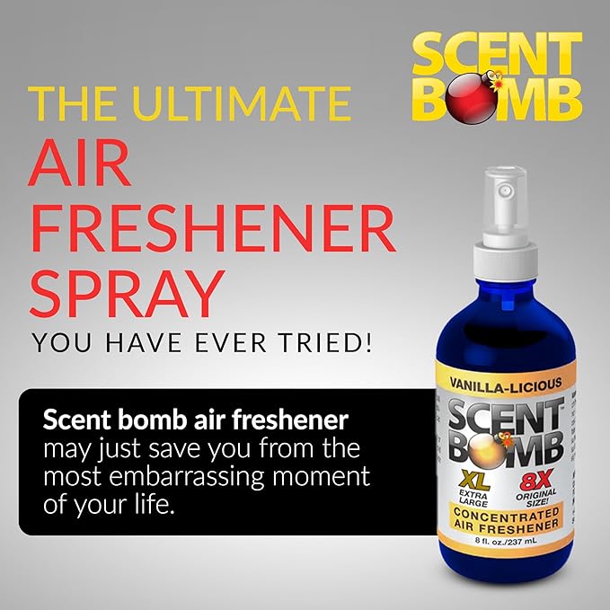 Scent Bomb Air Freshener Spray Long-Lasting Odor Eliminator for Home &amp Car Effective Deodorizer for Kitchen Bathroom Fresh Room Spray &amp Smell Neutralizer Vanillalicious Scent