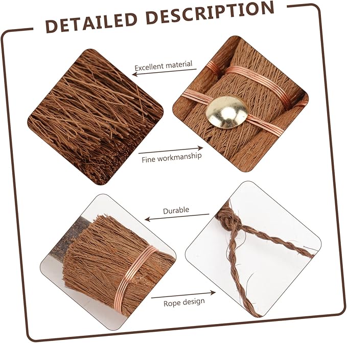 3pcs Mini Palm Broom Compact Natural Cleaning Brush Multi-Functional Desktop Sweeper for Small Spaces Bristles Easy Storage Hanging Design for Garbage Cleaning
