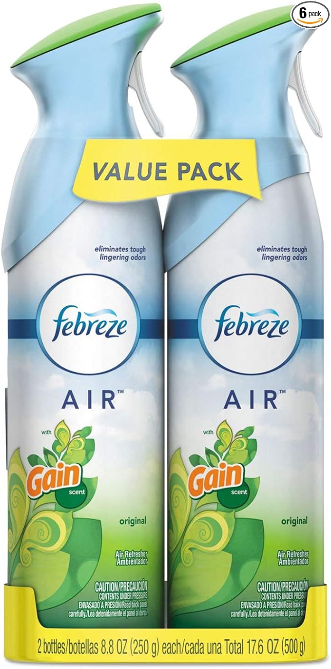 Febreze AIR Gain Original 8. 8 oz Aerosol 2/Pack 6 Pack/Carton