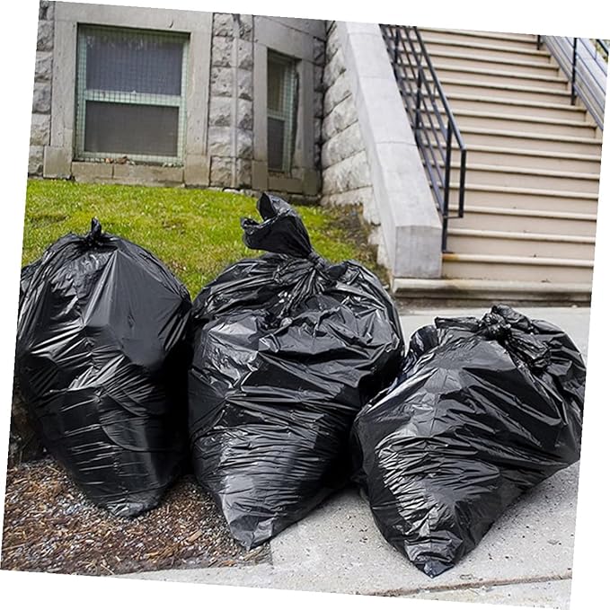 50pcs Large Garbage Bags Heavy Duty Trash Bags 80x100cm Black Commercial Contractor Rubbish for Outdoor Lawn Yard and Kitchen Use