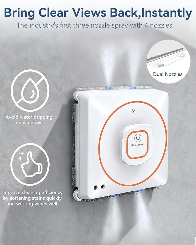 Window Cleaning Robot 8000Pa Suction Robot Window Cleaner 4 Cleaning Modes with Intelligent Path Planning 15-Stage Anti-Fall System Remote Control for Glass Windows Mirrors Tiles