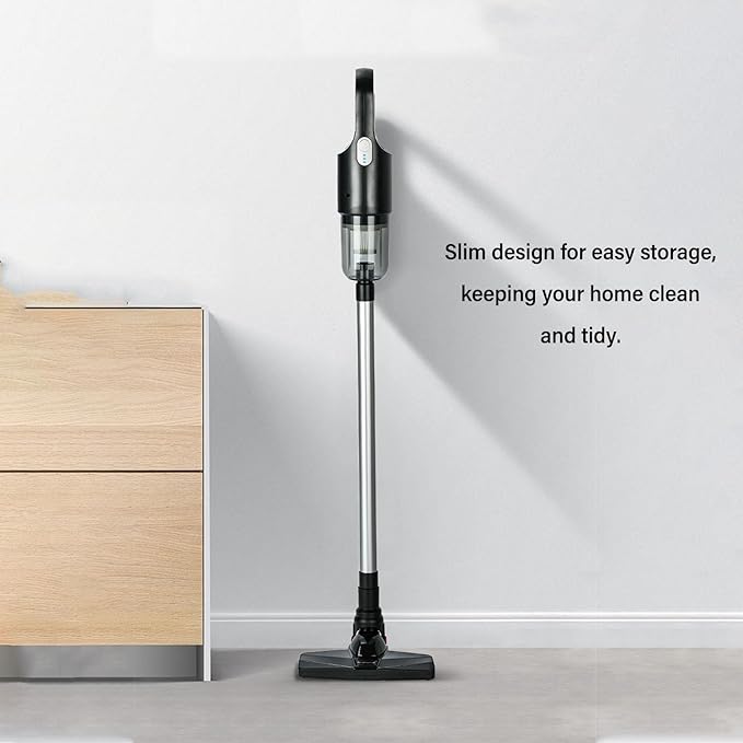 Powerful Lightweight Cordless Stick Vacuum Cleaner Efficient Suction 6000mAh Battery Portable Floor Cleaner (Black)