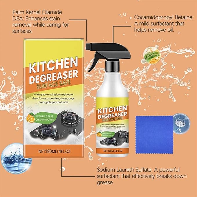 Kitchen Powerful Concentrated Degreasing Foam Cleaner SprayAll-Purpose Household Kitchenware Stain Powerful Concentrated Bubble Cleaner (2PCS)