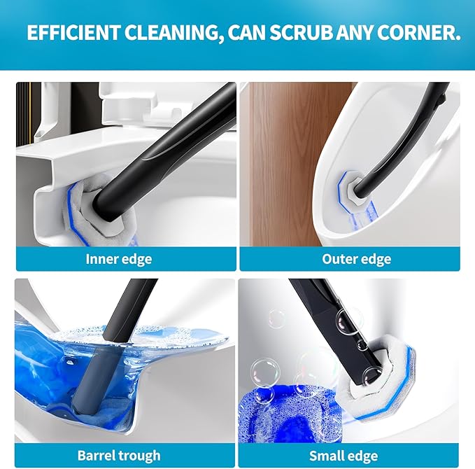 Disposable Toilet Brush with 50 Wand Cleaner Refills PadsWall Mounted Toilet Bowl Holder SetToilet Cleaning System Starter KitBathroom Cleaning System for Sink Bathtub Wash Basin