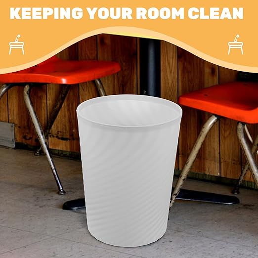 2Pcs Plastic Trash Can Simple Style Home Office Bathroom Wastebasket PP Material Space-Saving Household Garbage Bin for Kitchen Bedroom