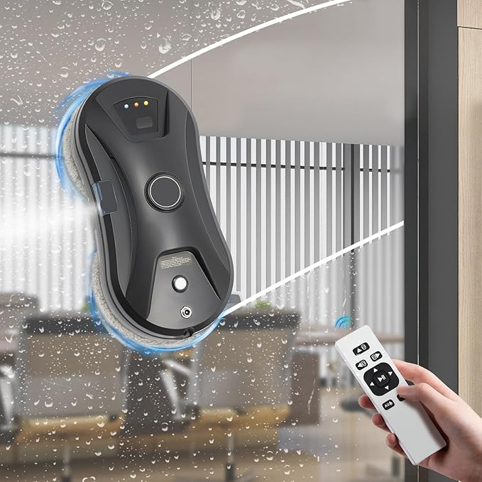 Window Cleaning Machine Intelligent Electric Window Cleaner Window Cleaning Robot Intelligent Water Spray Wet Wipe 2800pa Suction Power Ups Power Failure Protection Safety Rope Remote Control
