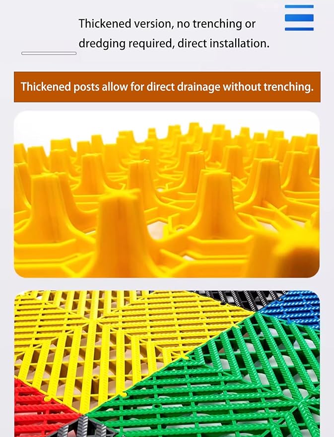 Trench Drainage GrateDrain Covers OutdoorInterlocking Floor Tiles Heavy Duty Non-Slip for Garage Garden Patio Easy DIY Installation(Blue)