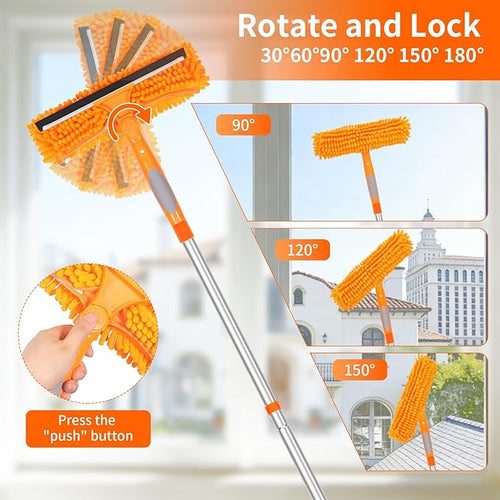 152’’/ 109 Squeegee Window Cleaner 2 in 1 Rotatable Window Cleaning Tool Kit Window Washing Kit with Extension Pole for Indoor Outdoor High Window Car Glass