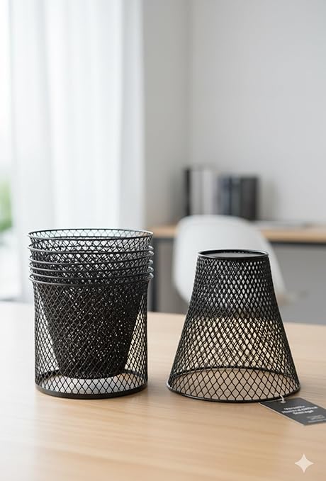 Essentials Wire Mesh Waste Basket (6 Black)