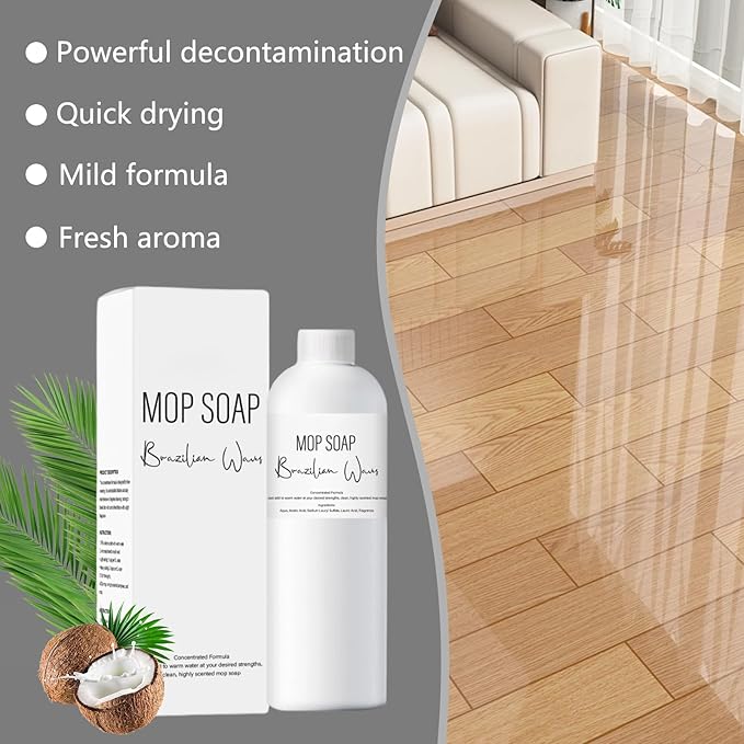 2Pcs Brazilian Waves Mop Soap New Mop Soap For Floor Cleaning Mop Soaps Brazilian Wave Multisurface Bathroom &amp Kitchen Cleaner Supplies (120ML)