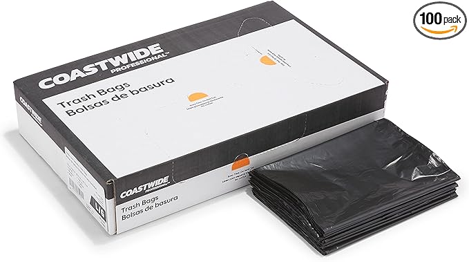 Professional 55-60 Gallon Trash Bag 38 x 58 Low Density 0.95 mil Black 100 Bags/Box