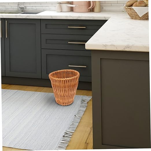 1PC Wicker Woven Trash Can Storage Basket for Home Office and Bathroom Compact Design Versatile Wastebasket Stylish Rattan Waste Container Height