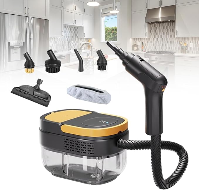 Steam Cleaner with Handle Controllable SwitchPortable 2500W High Pressure Handheld Steam Cleanerfor Car Kitchen Furniture Grout TileYellow