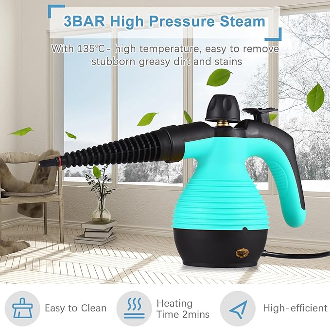 Handheld Steam Cleaner Portable High Pressurized Steam Cleaning Machine with 10PCS Accessory Multi-Purpose Steamer for Upholstery