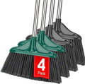 4 PCS Heavy Duty Broom Outdoor/Indoor Commercial Broom with 61 Long HandlePerfect for Home Garage Kitchen Office Lobby Room FloorBlack and Green