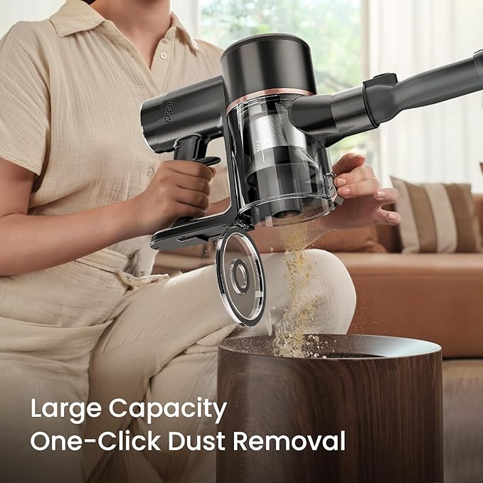 AGLUCKY Stick Vacuum Cleaner Power Suction Vacuum Cleaners with Hepa Filter LED Headlight Bendable Handle Rechargeable Vacuum Cleaners for Hardwood Floor &amp Carpet(Grey)