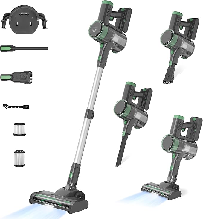 Cordless Stick Vacuum Cleaner 45KPA Powerful Suction 50Mins Runtime Lightweight 6-in-1 Vacuum with LED Touch Screen Anti-Tangle for Pet Hair Hard Floor Carpet Home Car