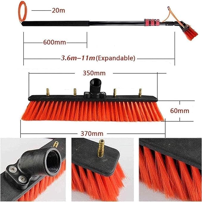 Window Cleaning Pole Window Clean Telescopic RodTruck Washing Brush with Pole Water Fed Pole for Window Cleaning Photovoltaic Panel CleaningSolar Panels Water Brush (Size : 7.2m/24ft) (7