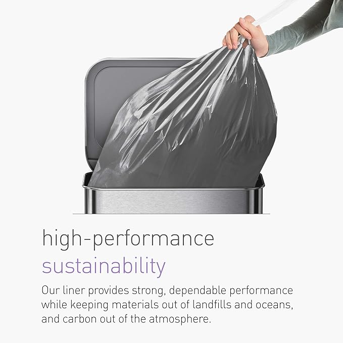 simplehuman Code Q 200 Count Genuine Odorsorb Custom Fit Liners Drawstring Odor Absorbing Trash Bags in Dispenser Packs 50-65 Liter / 13-17 Gallon