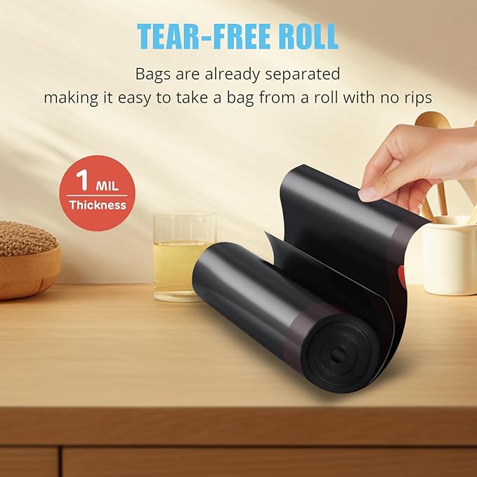 Pre-Separated Drawstring Trash Bags for 15 Gallon Trash Cans 100 Count Ultra Strong Black Tall Kitchen Garbage Bags Tear-Free Large Trash Liners for Lawn &amp Yard