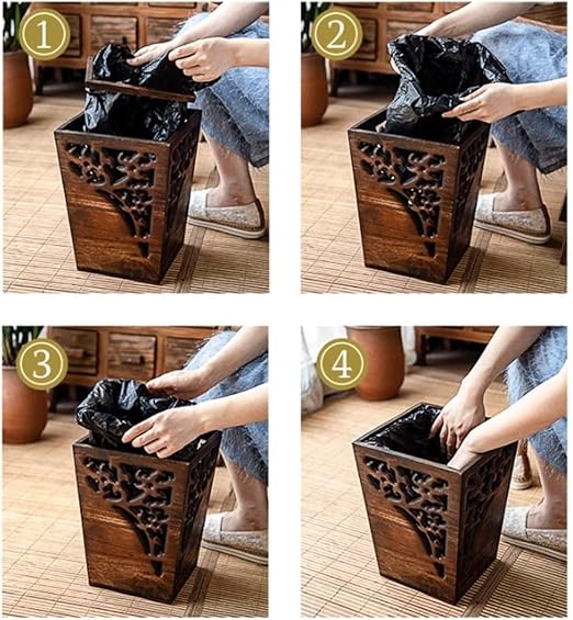 Trash Can Garbage Bin Wood Trash Can Wastebasket Garbage Container Bin for Bathrooms Powder Rooms Home Offices Waste Bins (Color : C Size : 23 * 30cm)