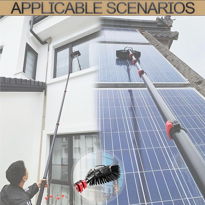 Telescopic Window Glass Cleaner 3.6m-10.8m Telescopic Window Cleaning Rod Multi-Purpose Water Spray Brush Telescopic Cleaner Photovoltaic Cleaner7.2M/24FT