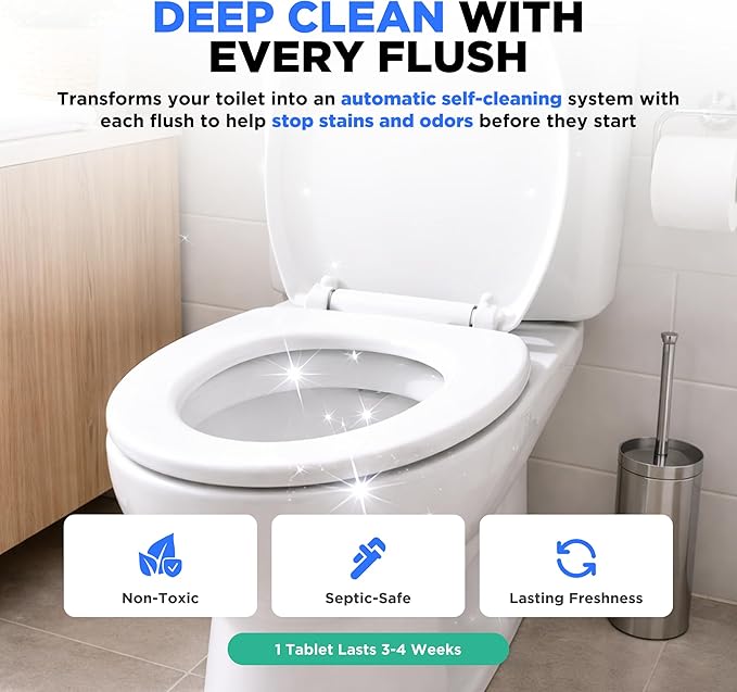 Happy Toilet Cleaner Automatic Toilet Bowl Cleaner Tablets Ultra-Strength Bathroom Toilet Tank Cleaner Tablets for Tank - Toilet Bowl Cleaners Resealable 36-Pack Bag