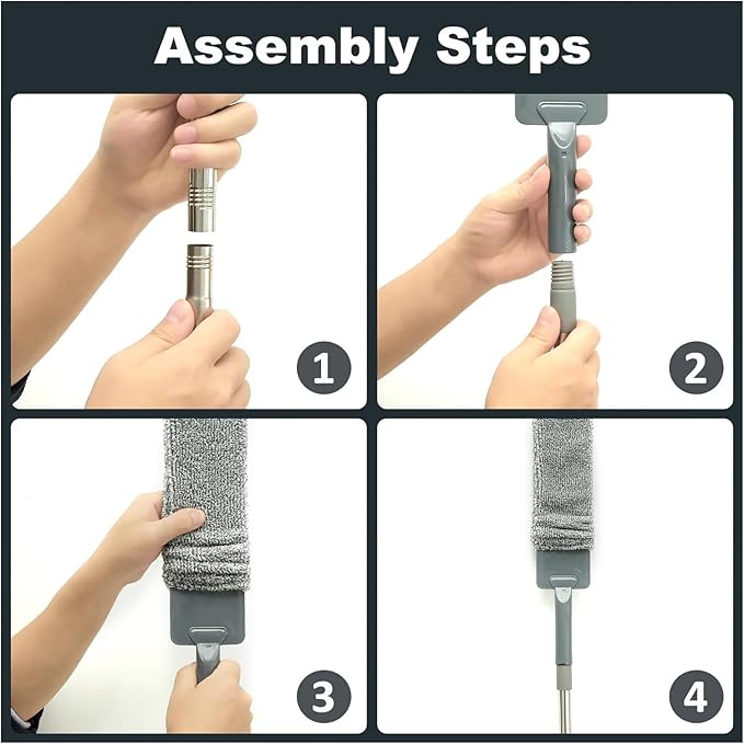 Telescopic Dust Mop with 67In Handle Floor Ceiling Broom Bed Bottom Dust Cleaner Sofa Dust Removal Brush Household Cleaning Tool