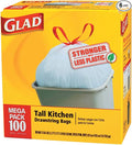 Glad Tall Kitchen Drawstring CloroxPro Trash Bags - 13 Gallon - 100 Count (Packaging May Vary) Pack of 6