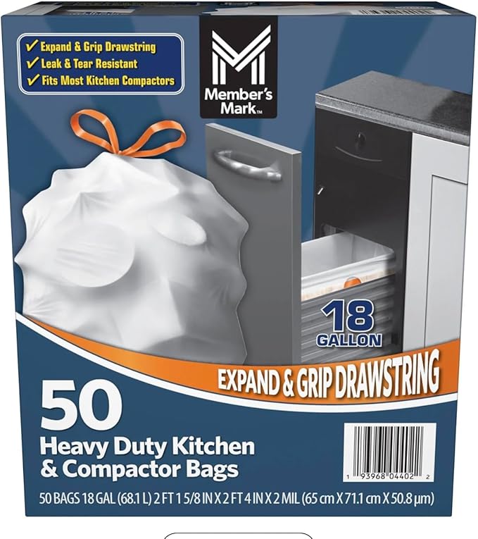Member Mark Heavy Duty 18-Gallon Kitchen &amp Compactor Trash Bags 50 ct.(PACK OF 2)