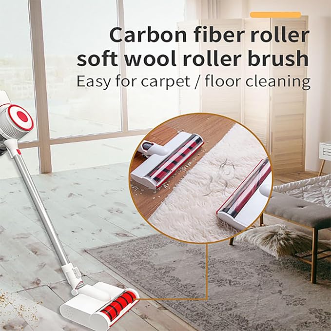 Lightweight Stick Vacuum Cordless Vacuum Cleaner with LED Headlight 170W Brushless Motor Up to 30 Min Runtime Detachable Battery and Easy to Install for Hard Floor Carpet Pet Hair