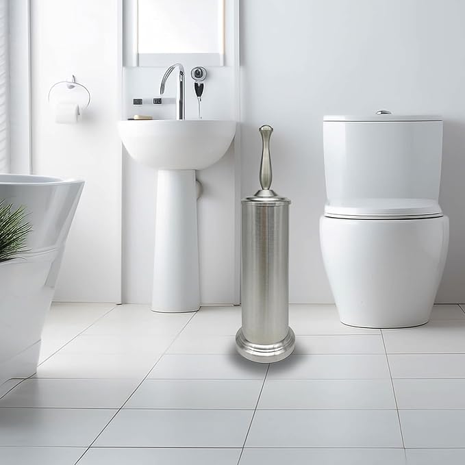 Brushed Nickel Toilet Bowl Brush with Holder Durable Bathroom Cleaning Tool Modern Design for Easy Toilet Maintenance Bathroom Cleaner Brush for Efficient Cleaning and Hygiene