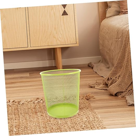 PRETYZOOM Metal Wire Mesh Trash Can Large Decorative Metal Garbage Storage Container for Kitchen and Office Round Open Top Wastebasket for Bathroom and Home Practical Rubbish Bin