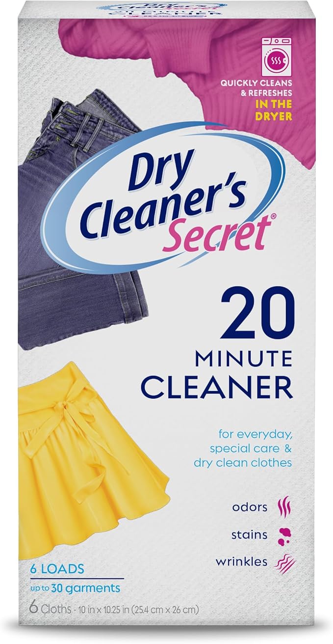 Woolite At-Home Dry Cleaner Dry Cleaning Cloths and Stain Removal Easy to Use Safe on Wool Cashmere and Designer Jeans Fresh Scent 6 Cloths