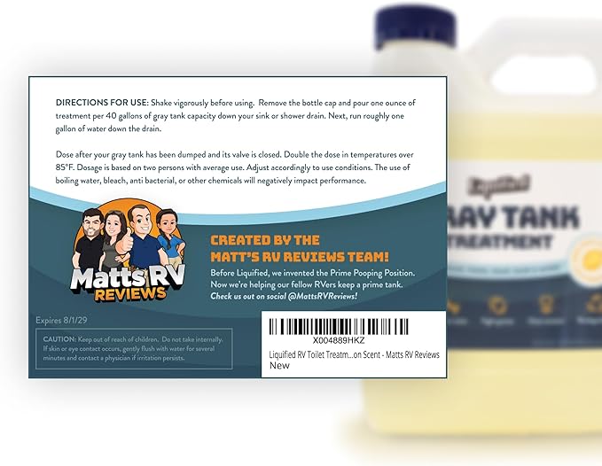 Liquified RV Toilet Treatment - Gray Holding Tank Digester - Odor Eliminator - Lemon Scent - Matts RV Reviews