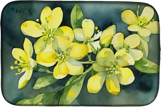 Caroline's Treasures DAC1704DDM South Carolina Yellow Jessamine in Watercolor Dish Drying Mat Absorbent Dish Drying Mat Pad for Kitchen Counter Dish Drainer Mat for Countertop 14 x 21 Multicolor