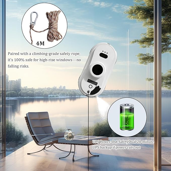 Window Cleaning Robot with Tuya APP Control Ultrasonic 5600PA Auto Water Glass Cleaning Automatic Smart Robot CleanerWindow Vacuum Cleaner with Control Windows