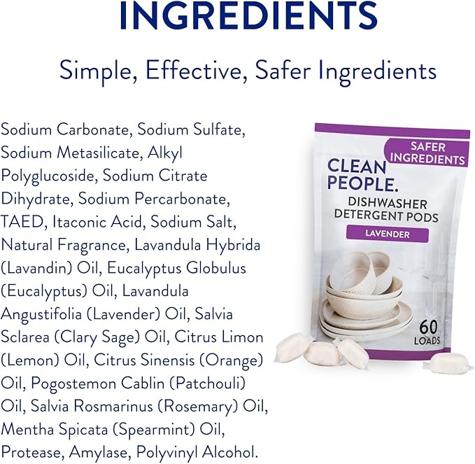 The Clean People Dishwasher Detergent Pods | Cuts Grease and Rinses Sparkling Clean | Residue-Free | Lavender 120 Pack