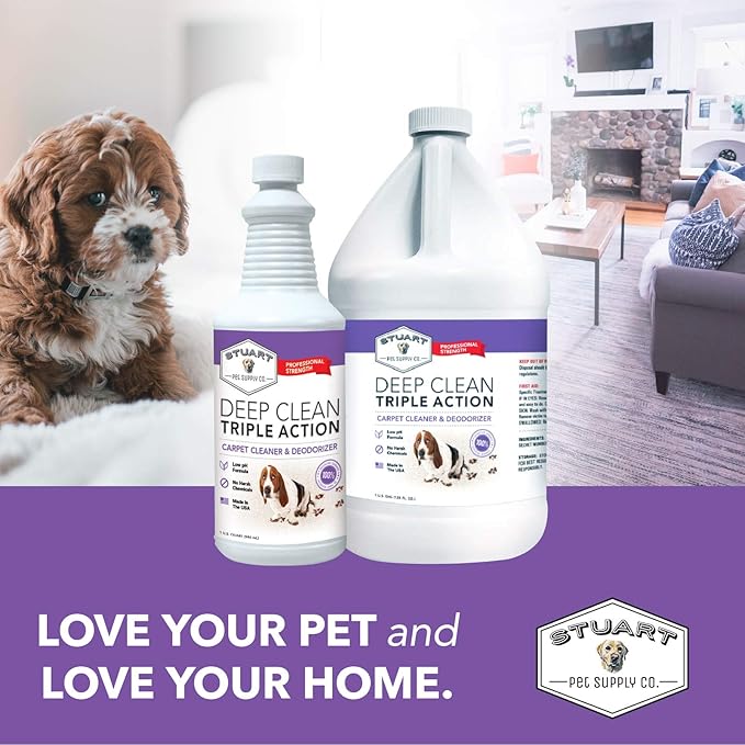 Professional Strength Deep Clean (Gal.) 3X Carpet Cleaner Solution &amp Deodorizer Concentrated Encapsulating Carpet Shampoo Pet Odor &amp Dirty Carpet Cleaning Solution 128 fl oz.