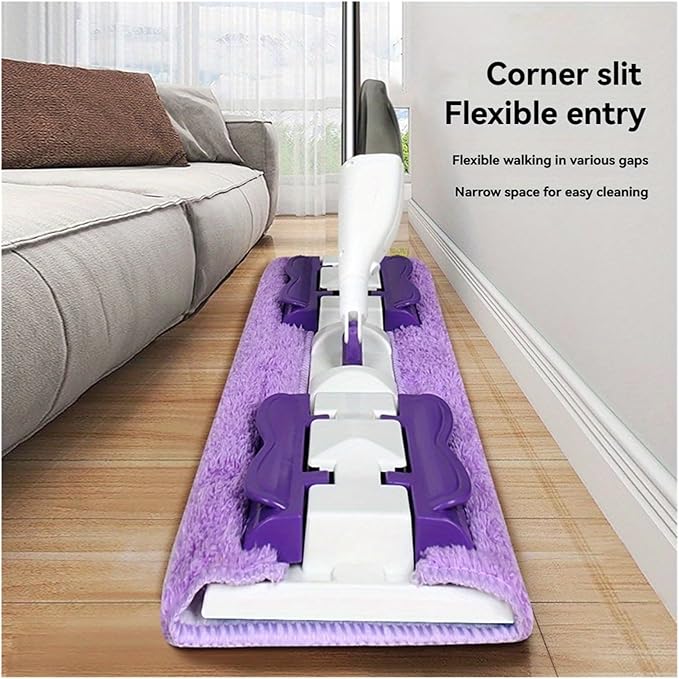 Upgrade Spray Cloth Clip Mop Hand Wash-Free Silent Design for Wood Floors &amp Ceramic Tiles Sleek Durable Head(5pcs Cloth)