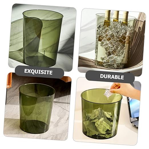 VICASKY Large Capacity Clear Trash Can for Home and Office Multi Function Wastebasket for Bathroom Kitchen Bedroom Simple Stylish Design and Sturdy Paper Bucket for Household Use