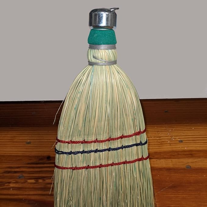 Lehman's Amish-Made Whisk Broom - Authentic Corn Straw Broom with Metal Hanging Hook Natural 11 inches