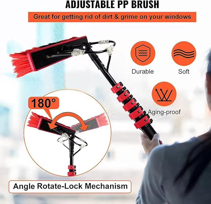 Water Fed Pole Kit Window Cleaning Poles Water Fed Cleaning Brush Extendable Telescopic Pole Water Fed Brush for Window Glass/Solar Panel24FT/7.2m