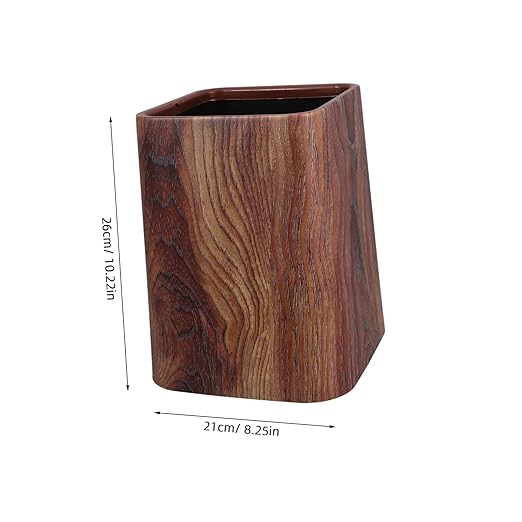 ABOOFAN Wood Grain Plastic Trash Can Spacious Double Wastebasket for Office Living Room Kitchen and Bathroom Stylish Faux Concealed Trash Bag Construction