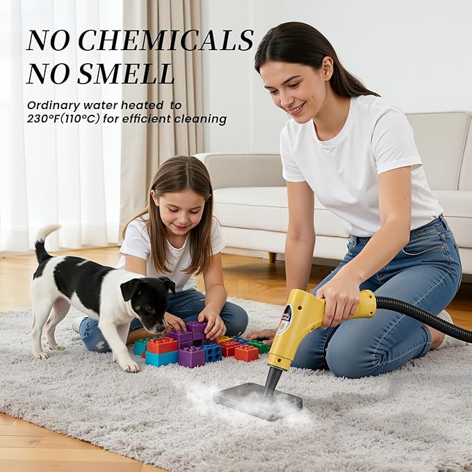 Handheld Steam Cleaner High Pressure Steamer for Deep cleaning 1200ML Steam Cleaning Machine for Home Use With 6 Brushes Cleaning
