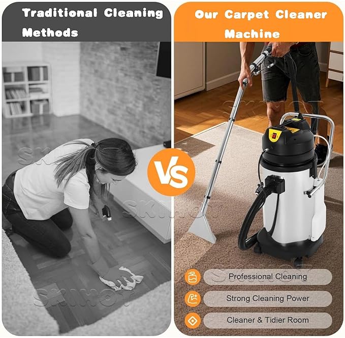 Industrial Carpet Cleaner3-in-1 Steam Cleaner60L 15.85GalSpraying Suction6 Suction HeadsFor Large Area Rug Couch Curtain Car Commercial Cleaning 40L