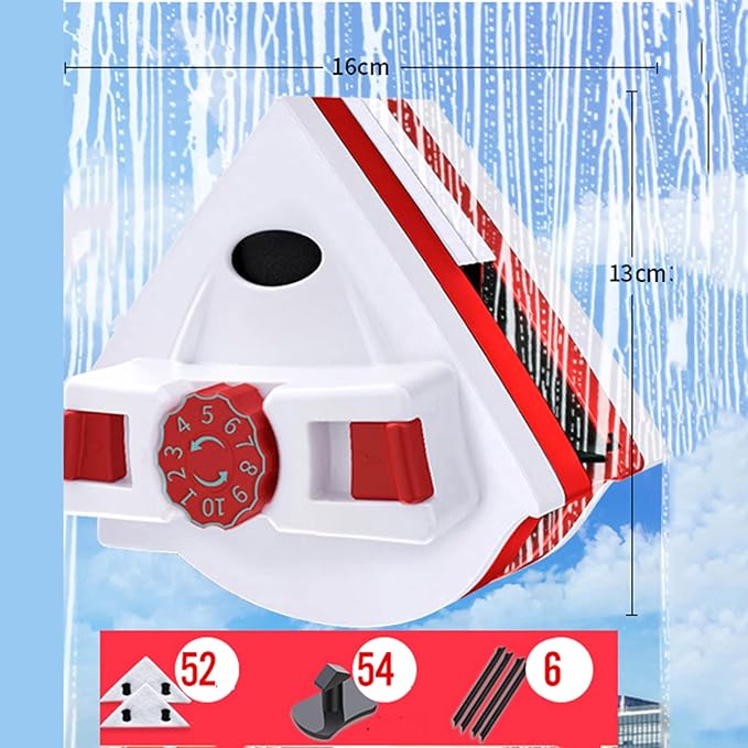 Window Cleaner Wipers Double-Sided Magnetic Window Cleaner Glass Cleaning Brush Glass Wiper Household Cleaning Tools with Anti-Falling Rope for High-Rise Double Glazed Windows 5~28mm