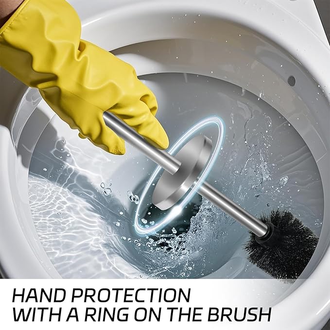 Stainless Steel Toilet Brush with Holder Set for Bathroom Storage and Organization Toilet Bowl Cleaner Brush and Holder (1 Silver)