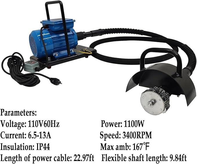 Hand-Pushed Electric Deck Rust Remover with 5 Brush Heads Steel Plate Surface Rust Remover Handheld Deck Scaler with 22.97Ft Length Cable 110V 1100W