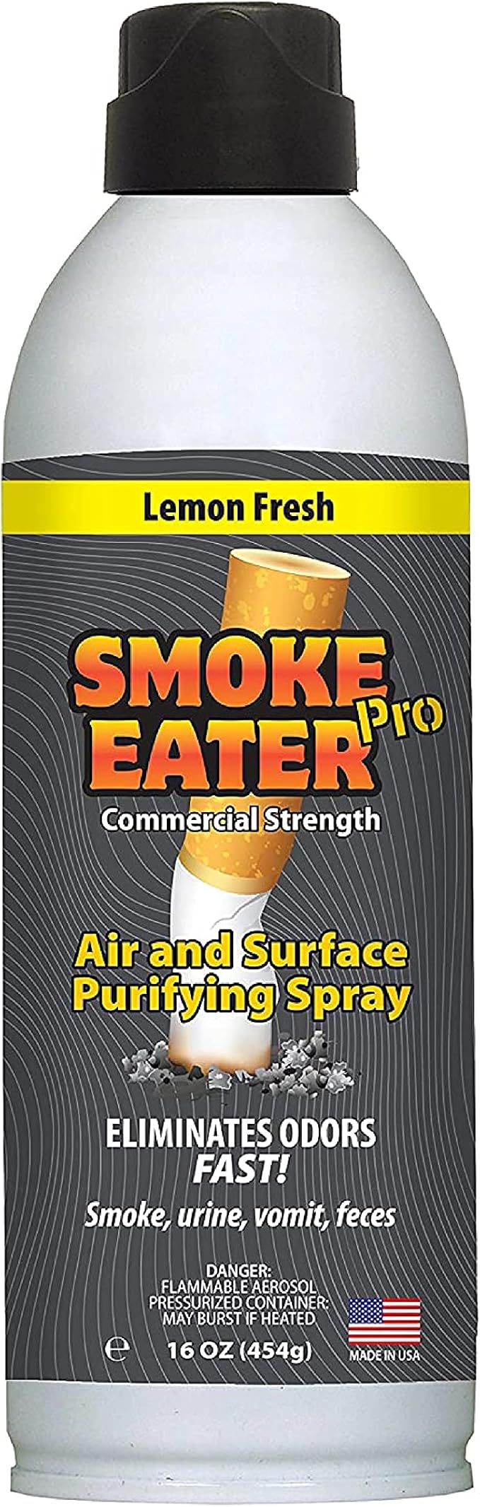 Smoke Eater Pro 16 oz Odor Eliminator Spray — Commercial Strength for Smoke Pet Urine and Cooking Odors — Air and Fabric Deodorizer with Tea Tree Oil — Made in USA (Lemon Fresh)